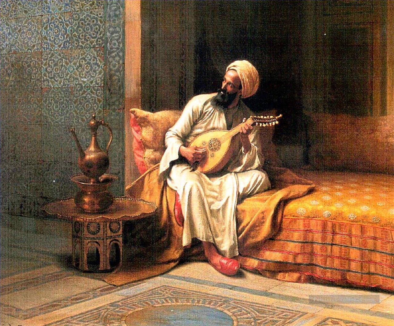 Le joueur de mandoline Ludwig Deutsch Orientalism Araber Peintures à l'huile